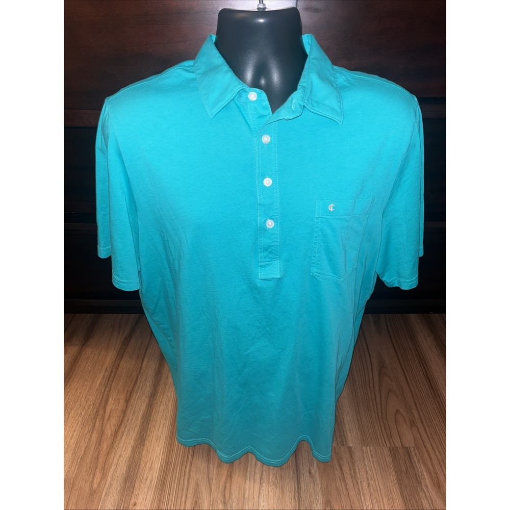 Criquet Mens Polo Shirt Size XL Turquoise Pocket 100% Organic Cotton Golf